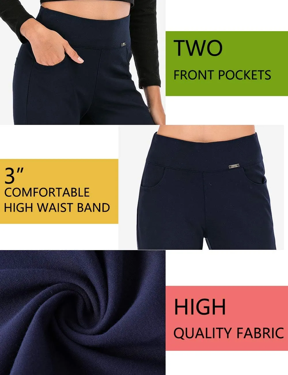 neezeelee Dress Pants for Women Comfort Stretch Slim Fit Leg Skinny High Waist Pull on Pants with Pockets for Work