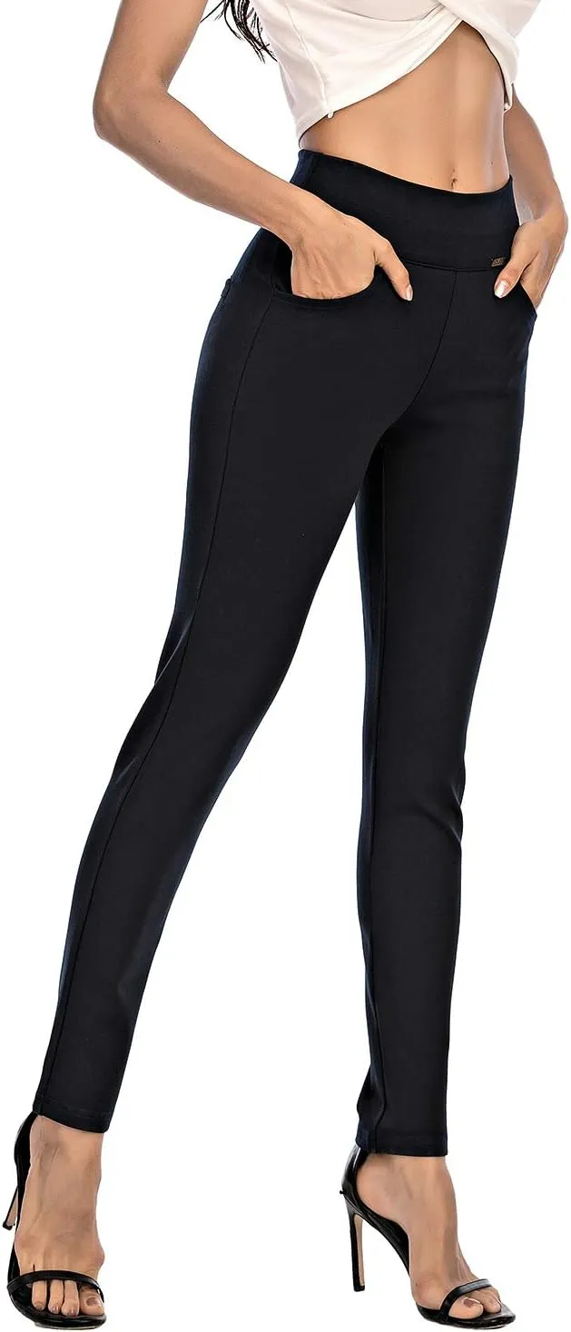 neezeelee Dress Pants for Women Comfort Stretch Slim Fit Leg Skinny High Waist Pull on Pants with Pockets for Work