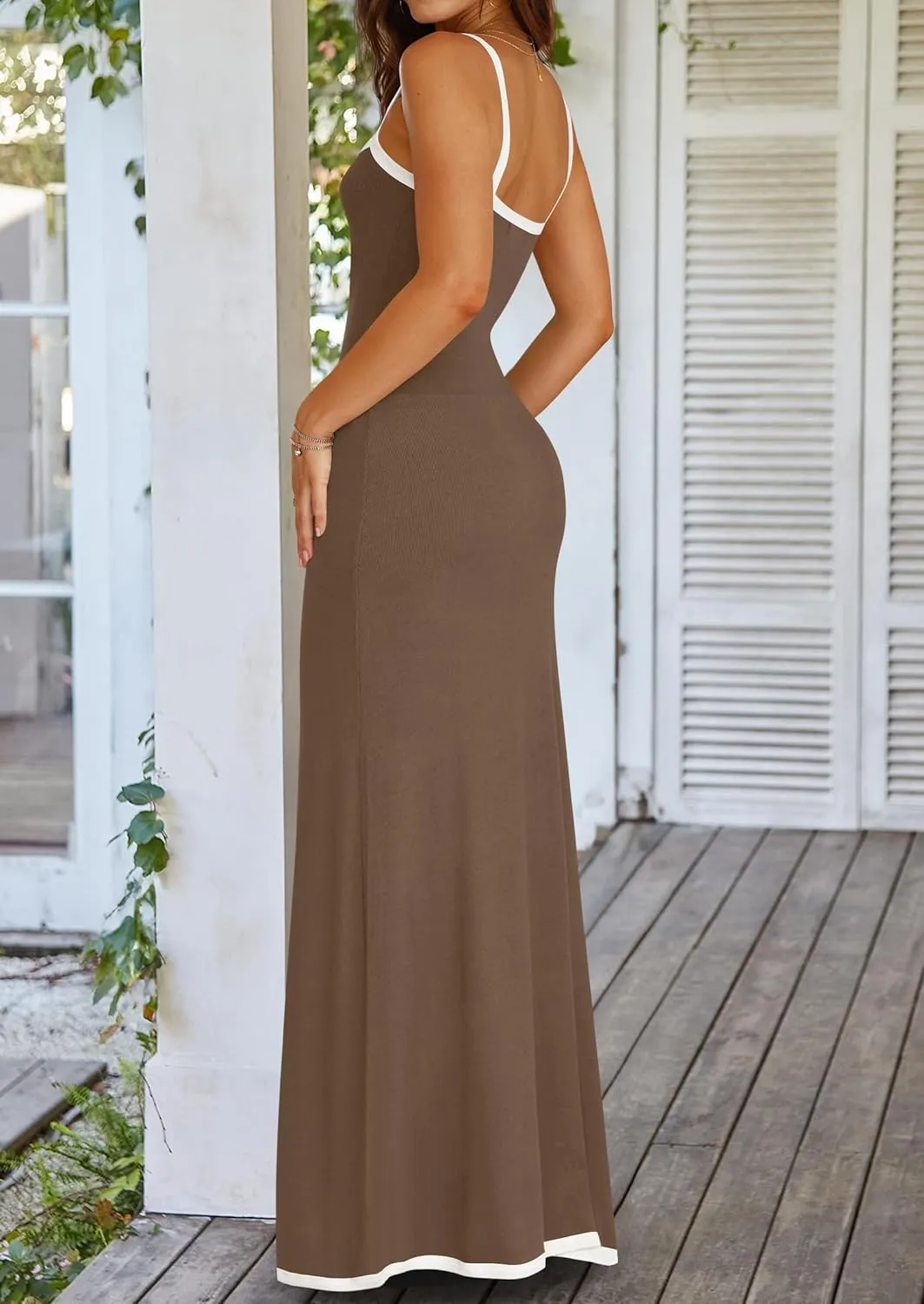 NENONA Women's Spaghetti Strap Bodycon Maxi Dress Sexy Sleeveless Long Party Dresses