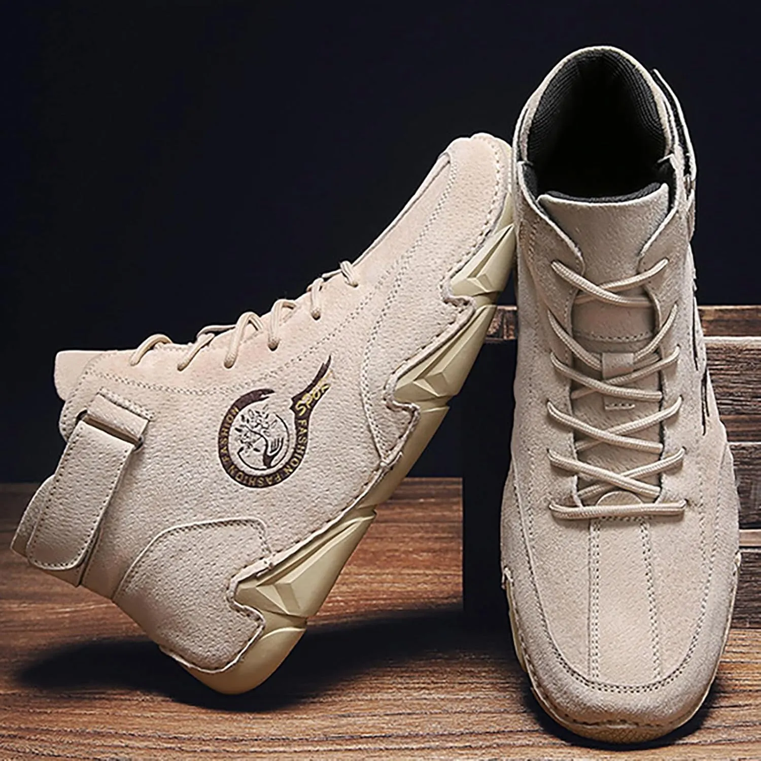 New Winter Men's Padded Leather Korean High Top Hook Loop Short Boots Sport Shoes Chaos Sneaker Men