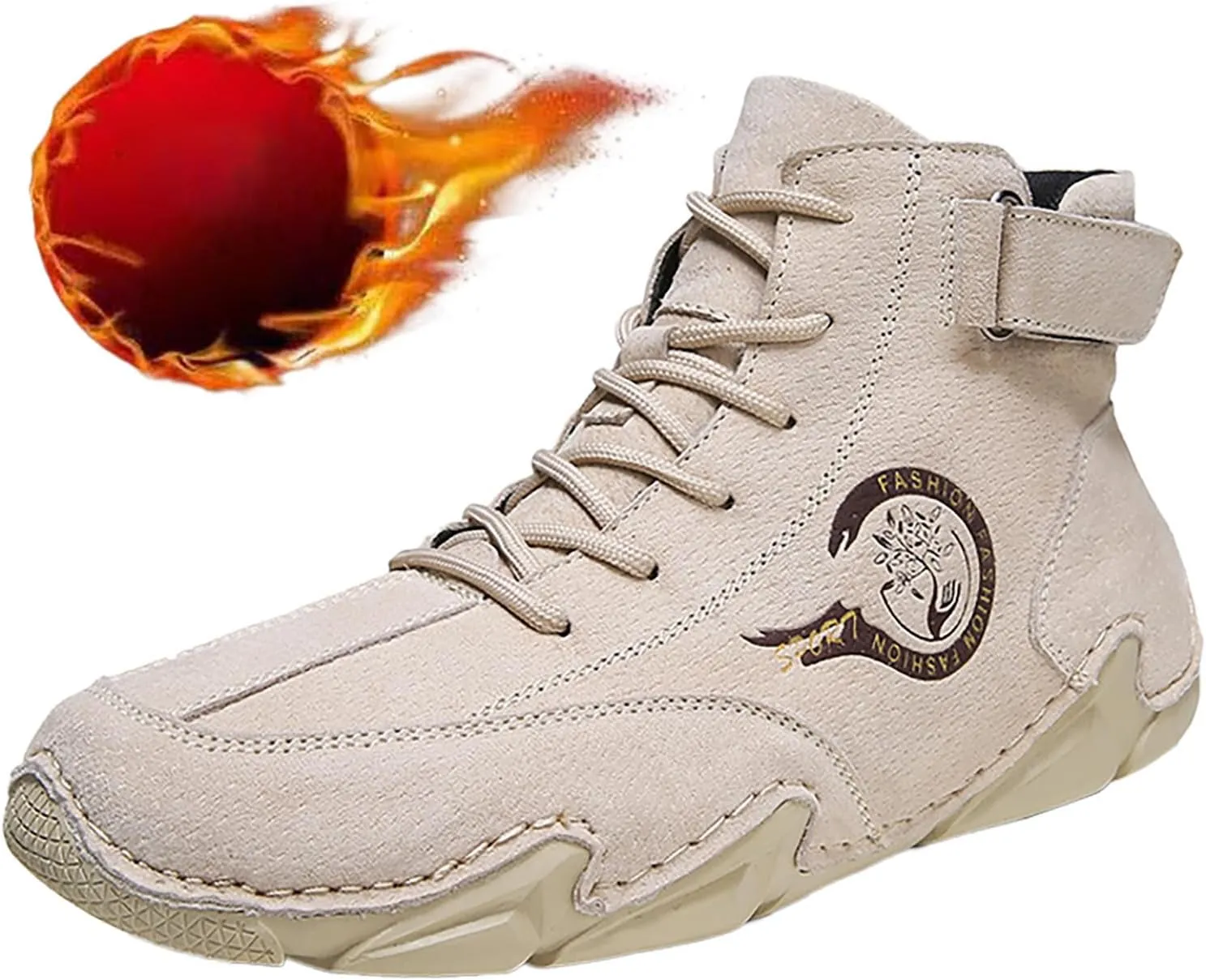 New Winter Men's Padded Leather Korean High Top Hook Loop Short Boots Sport Shoes Chaos Sneaker Men