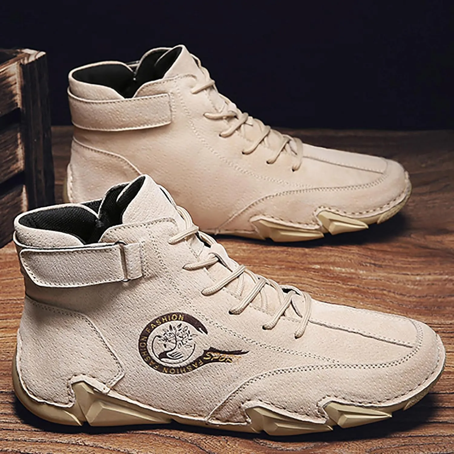 New Winter Men's Padded Leather Korean High Top Hook Loop Short Boots Sport Shoes Chaos Sneaker Men