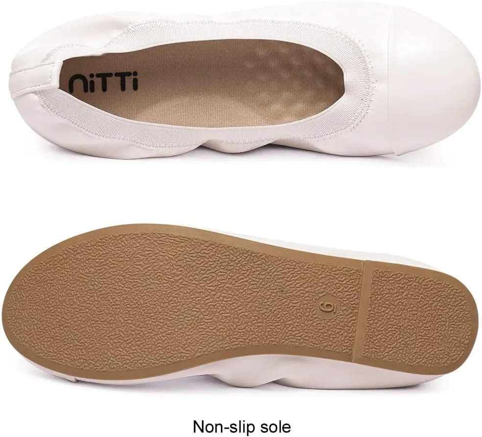 NITTI Women's Ballet Flats Classic Round Toe Flats Shoes Casual Comfort Slip On Soft Walking Shoes