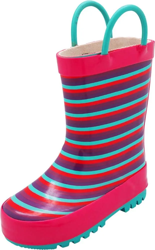 NORTY Rubber Rain Boots for Kids - Waterproof Rubber Boots Boys and Girls Solid & Printed Rainboots for Toddlers and Kids