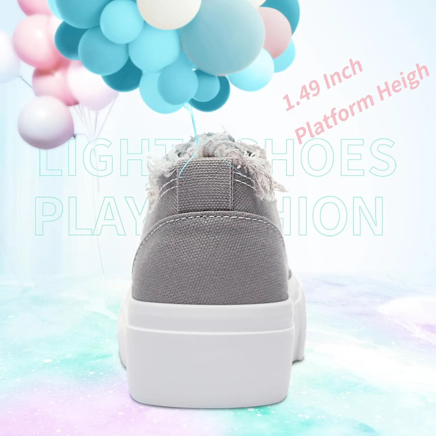 Obtaom Women Platform Canvas Sneakers White Comfort Play Fashion Sneakers Casual Lift Platform Lace Up Shoes Cute Low Top Walking Shoes for Lady