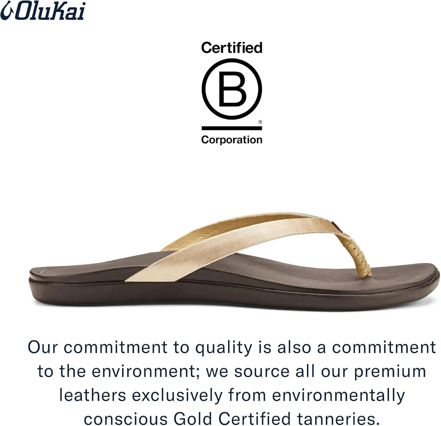 OLUKAI Ho'opio Leather Women's Beach Sandals, Full-Grain Leather Flip-Flop Slides, Modern Low Profile Design & Comfortable Fit