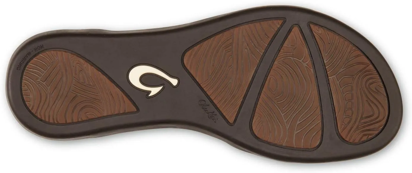 OLUKAI Ho'opio Leather Women's Beach Sandals, Full-Grain Leather Flip-Flop Slides, Modern Low Profile Design & Comfortable Fit