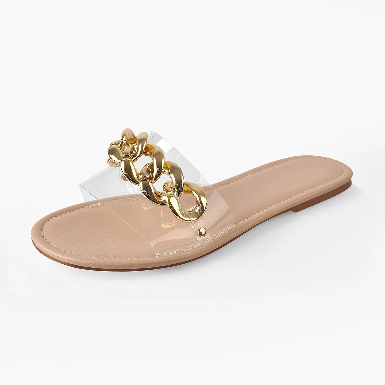onlymaker Women's Square Open Toe Backless Flat Slipper Sandals Summer Wide Fit Slipper