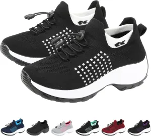 Orthopedic Sneakers Breathable Women Slip on Trainers Comfortable Shoes for Women Stretch Cushion Athletic Shoe Unisex Casual Thick Bottom Walking Shoe