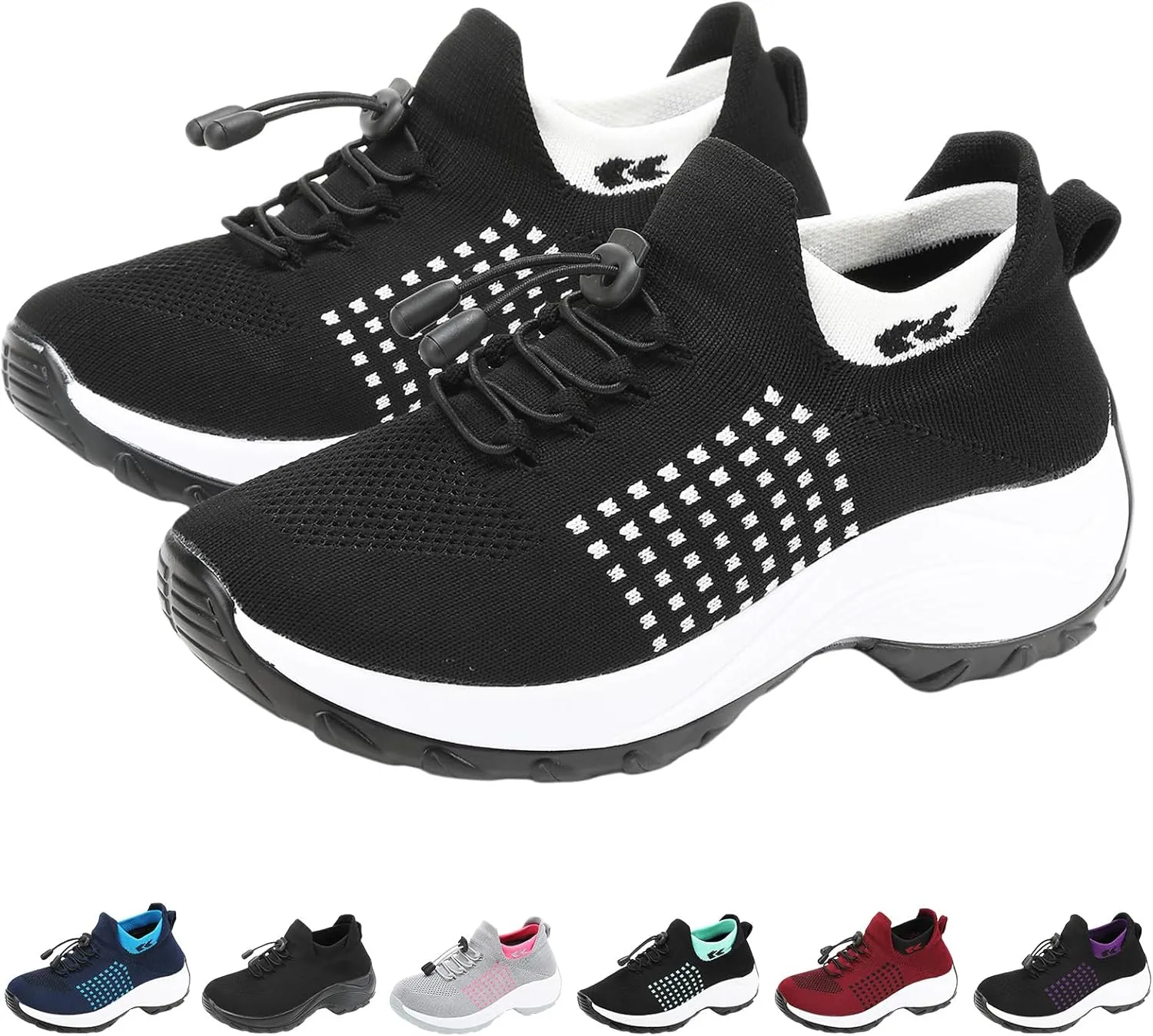 Orthopedic Sneakers Breathable Women Slip on Trainers Comfortable Shoes for Women Stretch Cushion Athletic Shoe Unisex Casual Thick Bottom Walking Shoe
