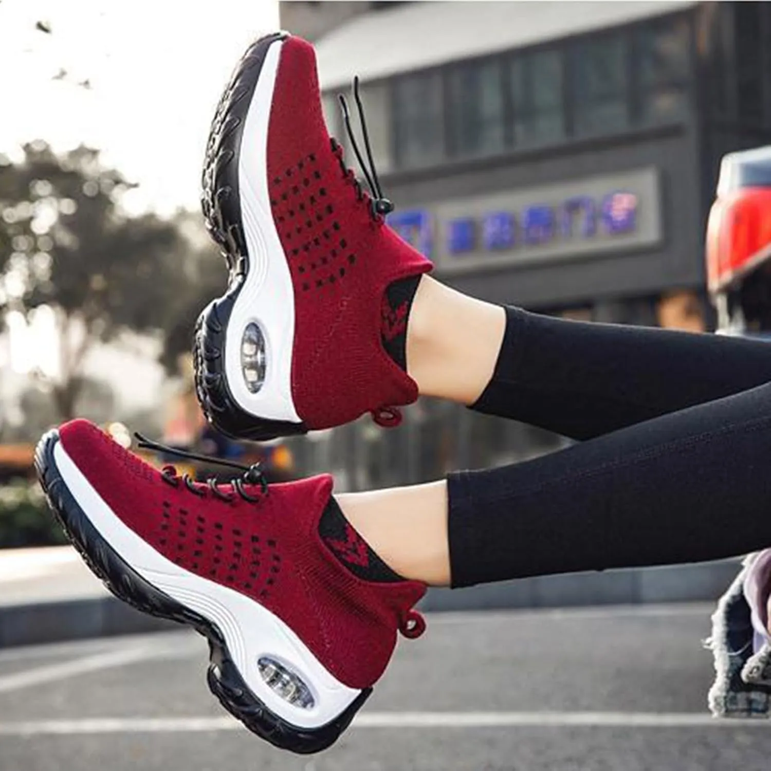 Orthopedic Sneakers Breathable Women Slip on Trainers Comfortable Shoes for Women Stretch Cushion Athletic Shoe Unisex Casual Thick Bottom Walking Shoe