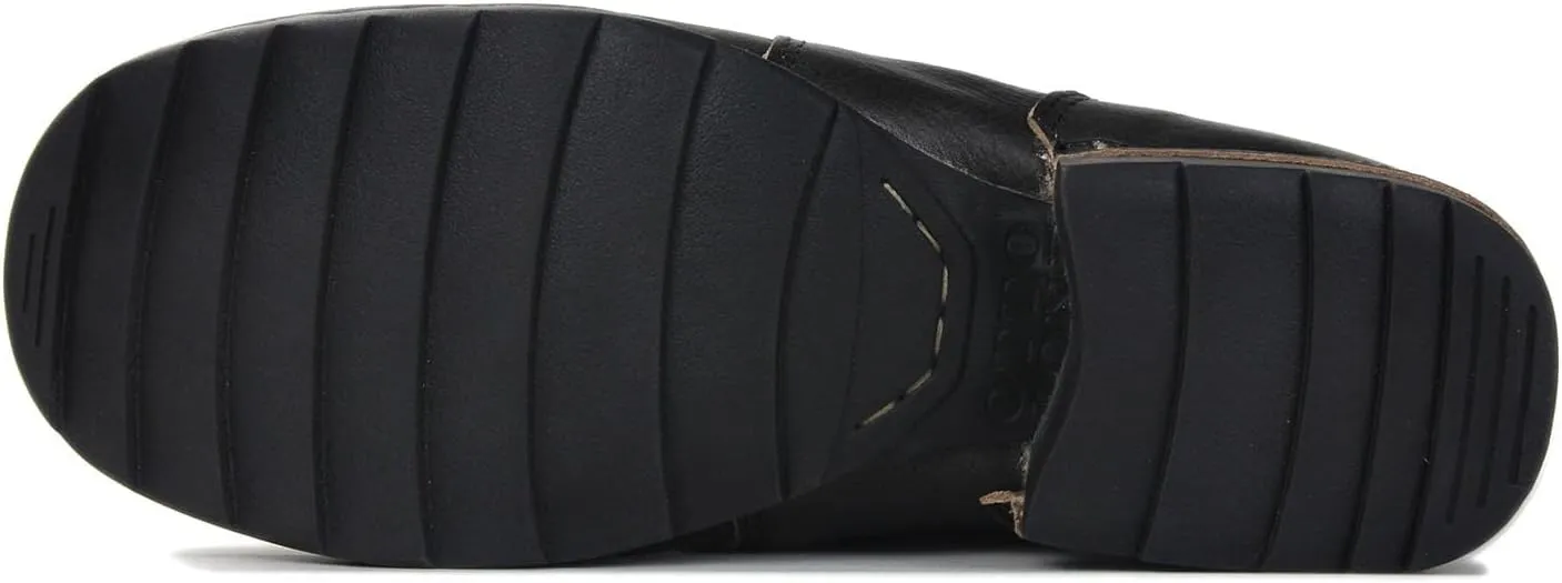 OSSTONE Moto Boots for Men Fashion lace-up Leather Chukka Boots Casual Shoes Metal Cleats OS-6015-3-A-US-R Metal Black