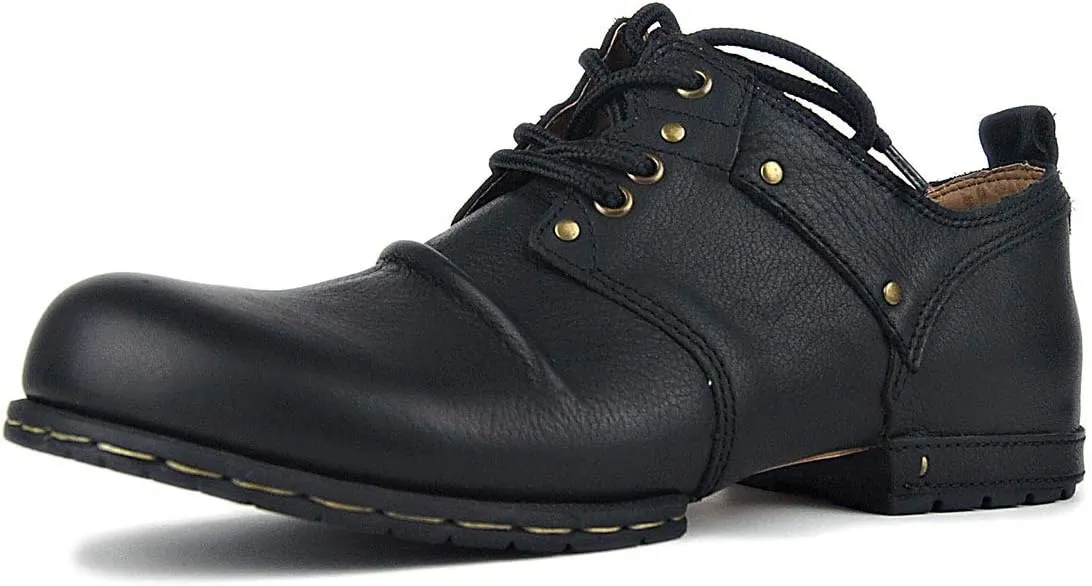 OSSTONE Moto Boots for Men Fashion lace-up Leather Chukka Boots Casual Shoes OS-6015-1-RED-BROWN-R
