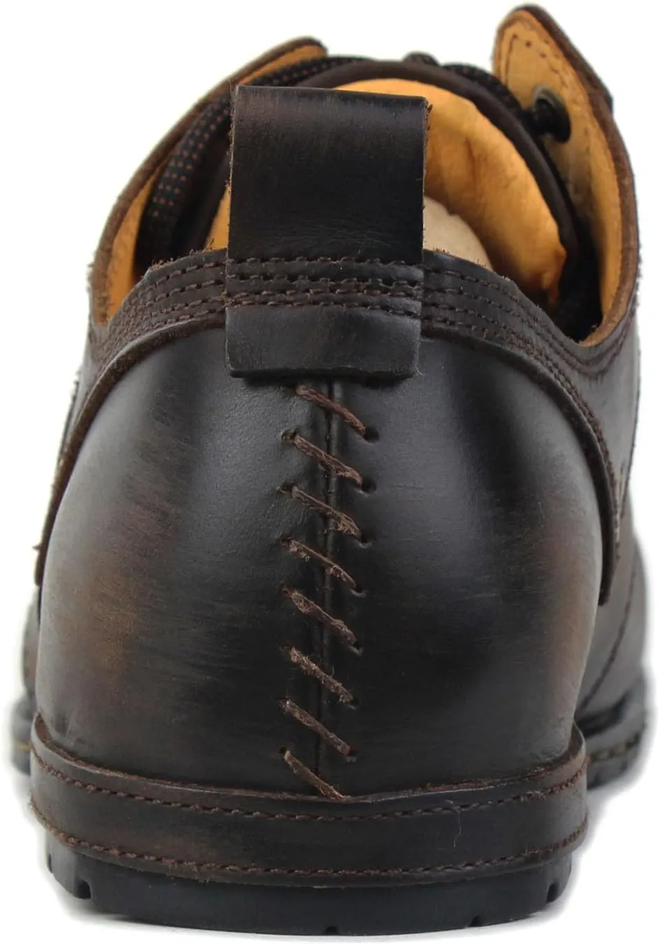 OSSTONE Moto Boots for Men Fashion lace-up Leather Chukka Boots Casual Shoes OS-6015-1-RED-BROWN-R