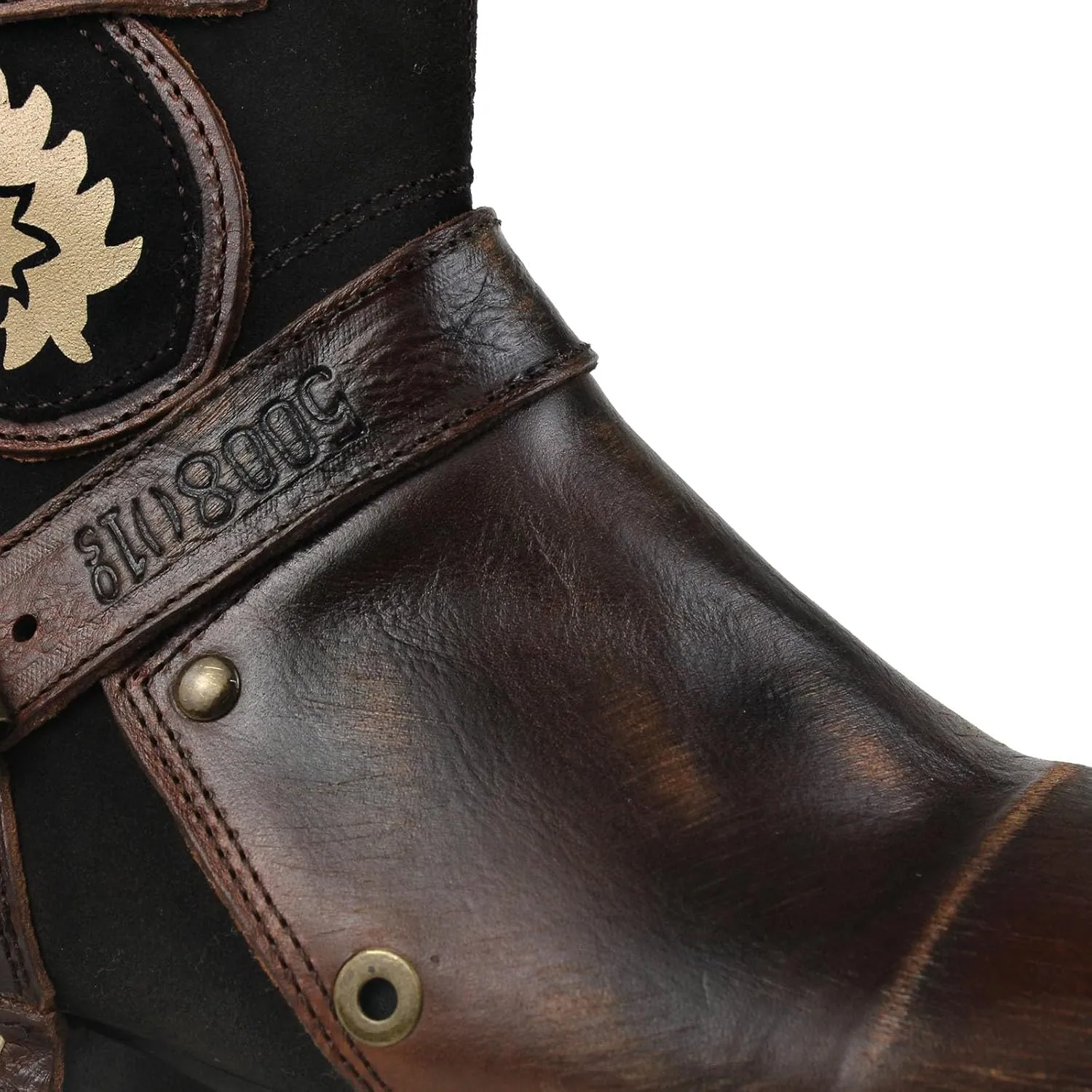 OSSTONE Moto Boots for Men Fashion Zipper-up Leather Chukka Boots Casual Shoes OS-5008-1-BP-US-R Vintage Brown
