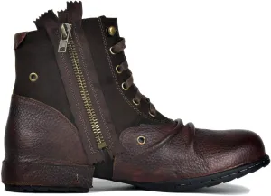 OSSTONE Moto Boots for Men Fashion Zipper-up Leather Chukka Boots Casual Shoes OS-5008-8-US