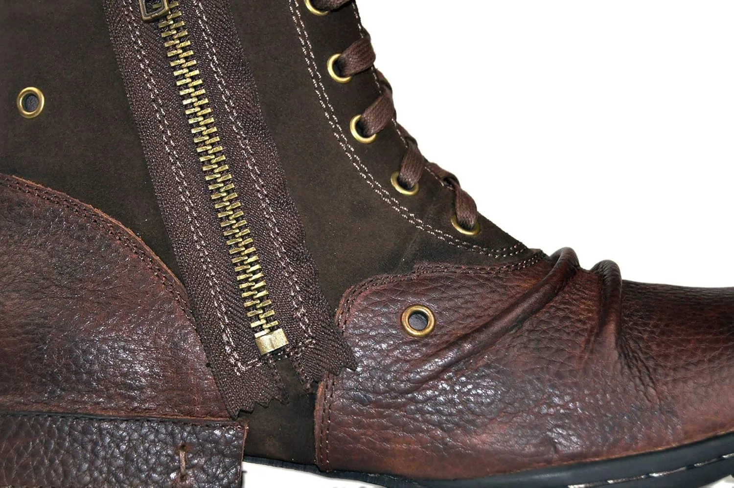 OSSTONE Moto Boots for Men Fashion Zipper-up Leather Chukka Boots Casual Shoes OS-5008-8-US