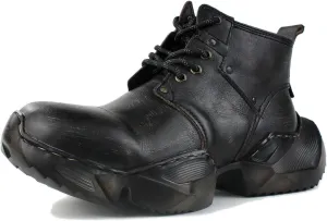 OSSTONE Vintage Fashion Sneakers for Men lace-up Leather Retro Moto Chukka Boots Casual Shoes OS-5008-S-1-US-R