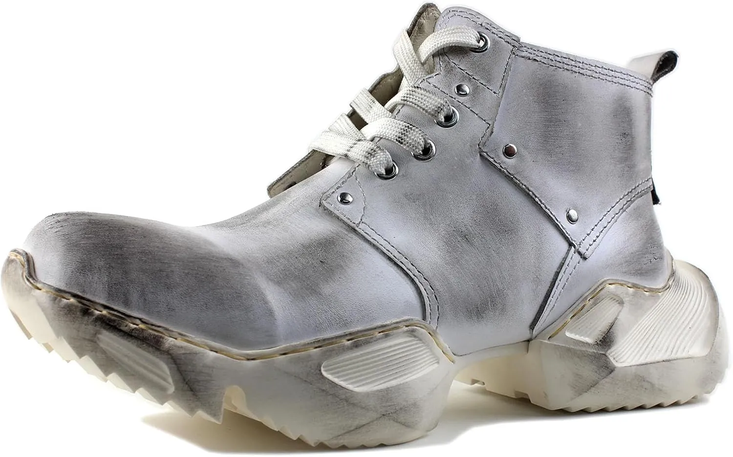 OSSTONE Vintage Fashion Sneakers for Men lace-up Leather Retro Moto Chukka Boots Casual Shoes OS-5008-S-1-US-R