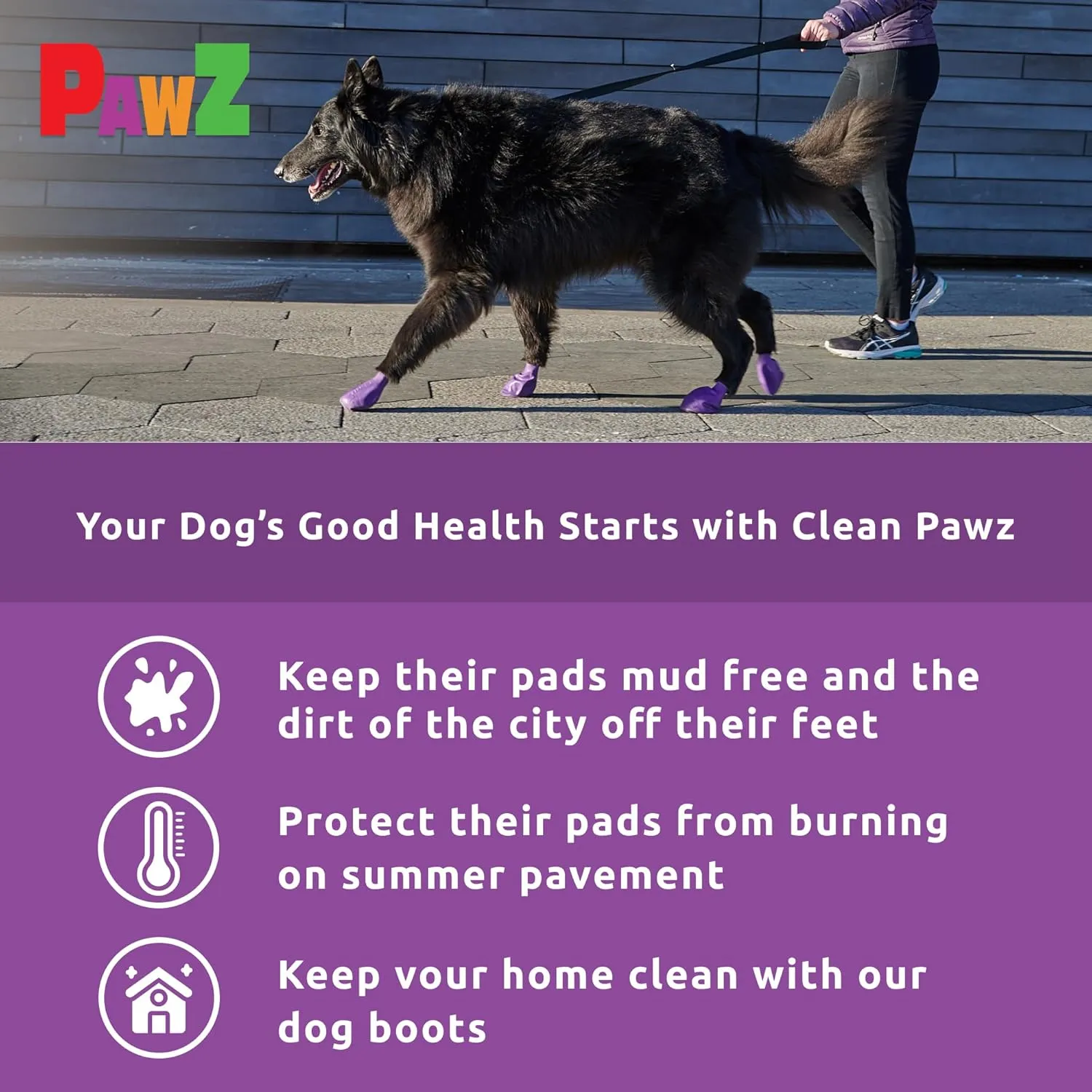 PawZ Rubber Dog Boots for Paws up to 4", 24 Total (2 Packs of 12) - All-Weather Dog Booties for Hot Pavement, Snow, Mud, and Rain - Waterproof, Anti Slip Dog Socks - Large, Black