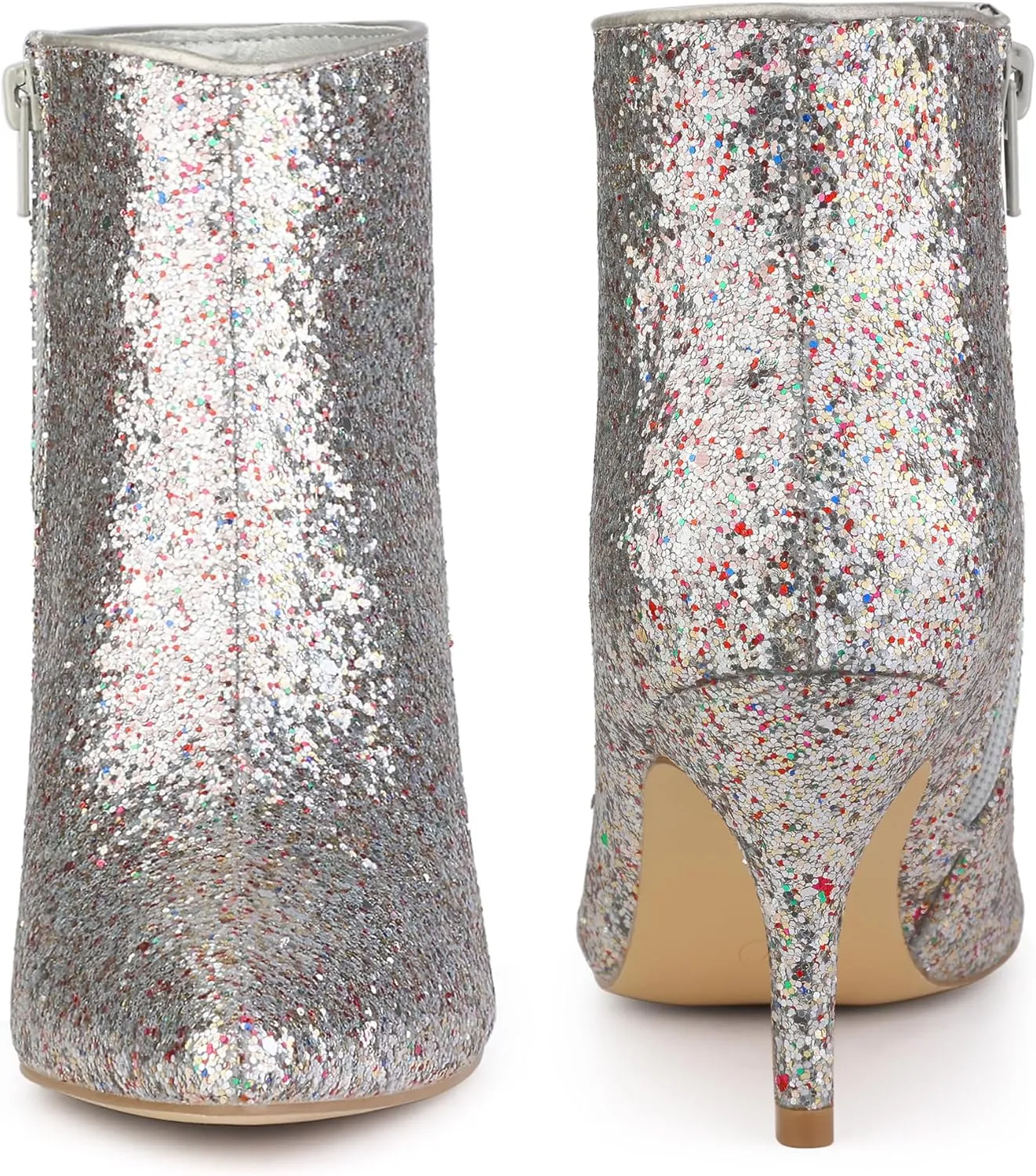 Perphy Glitter Sequin Pointed Toe Stiletto Heel Ankle Boots for Women