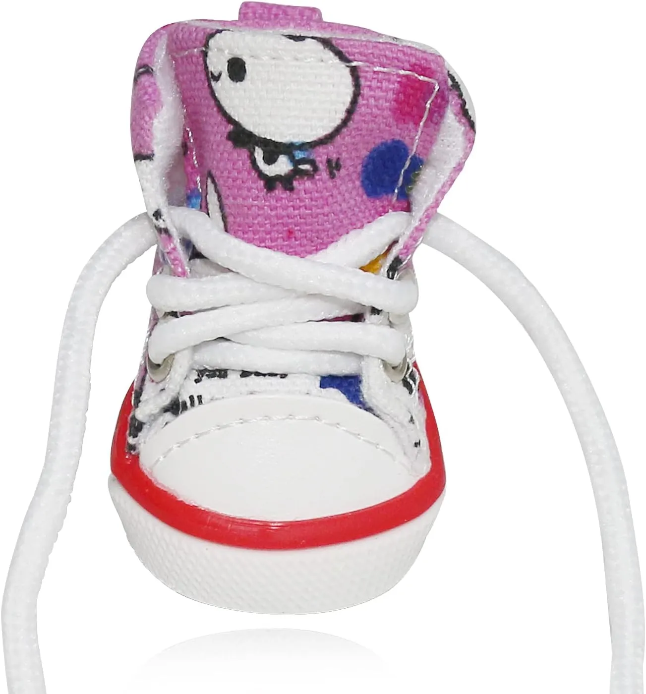 Pet Dog Shoes, BESUNTEK 4Pcs Puppy Canvas Sport Sneaker Boots for Outdoor Walking and Sports, Non-Slip Paw Protective Cover with Graffiti Design for Hot Pavement and Casual (Pink, #3)