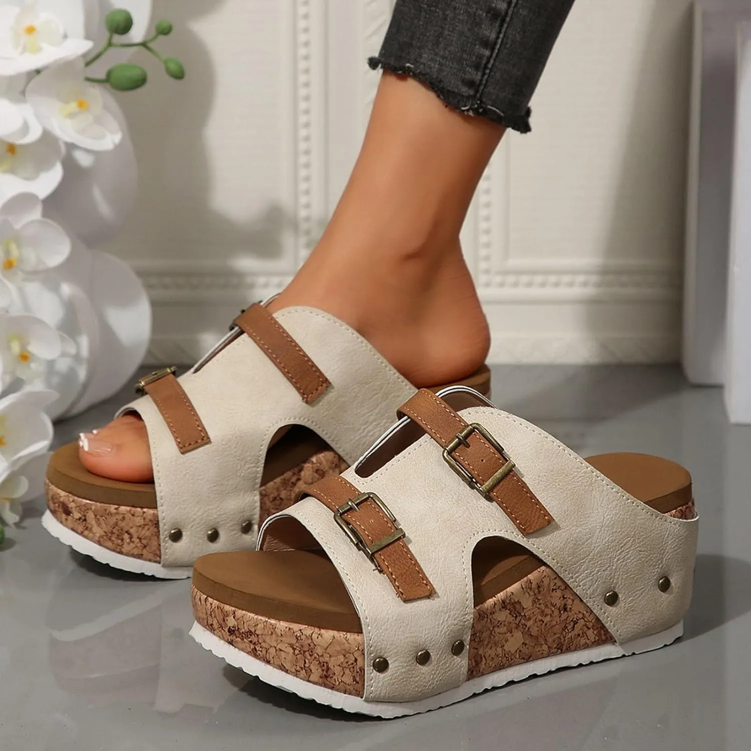 Platform Sandals Women Open Toe Arch Support Orthopedic Comfort Retro Casual Wedge Sandals for Women 2025 Platform