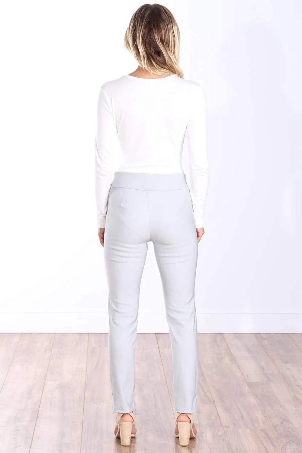Popana Womens Stretch Pull On Dress Pants Ankle Length Work Casual - Made in USA