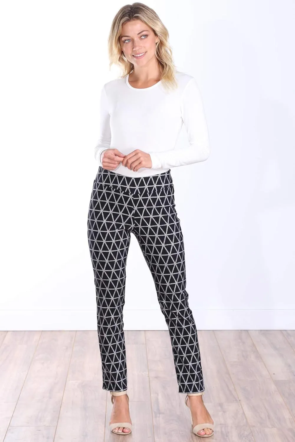 Popana Womens Stretch Pull On Dress Pants Ankle Length Work Casual - Made in USA