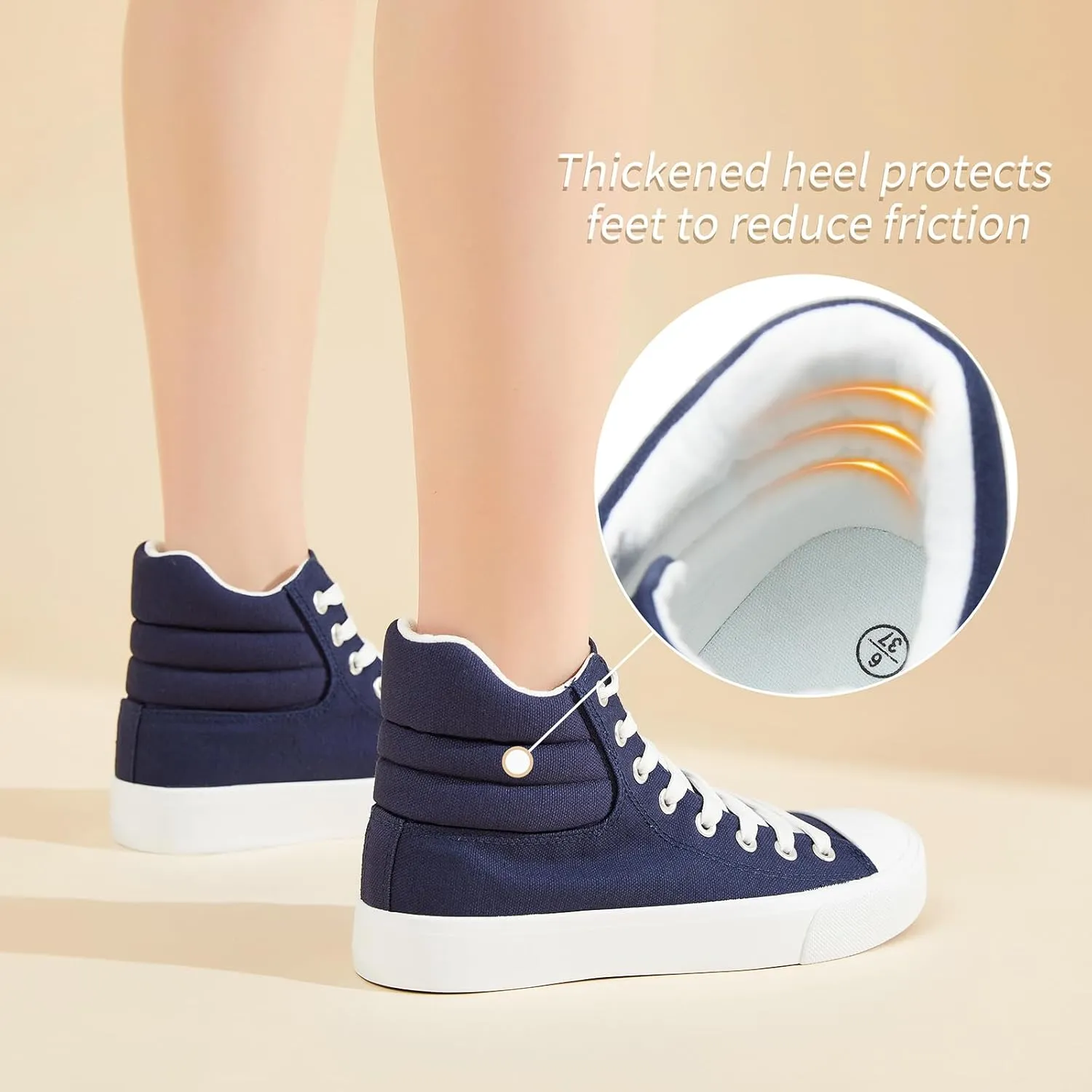 POVOGER High Top Sneakers for Women White Womens High Tops Canvas Shoes Black Fashion Sneakers Casual Lace up Tennis Shoes
