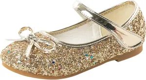 Princess Girls Glitter Dress Shoes Cute Bowknot Mary Jane Low Heels Party Wedding Prom Footwear for Toddler Kids