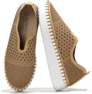 Project Cloud Platform Sneakers for Women - Leather Insole Loafers for Women with Memory Foam - Casual Slip On Womens Loafers with Flexible Outsole (Aster, Nude, 11)