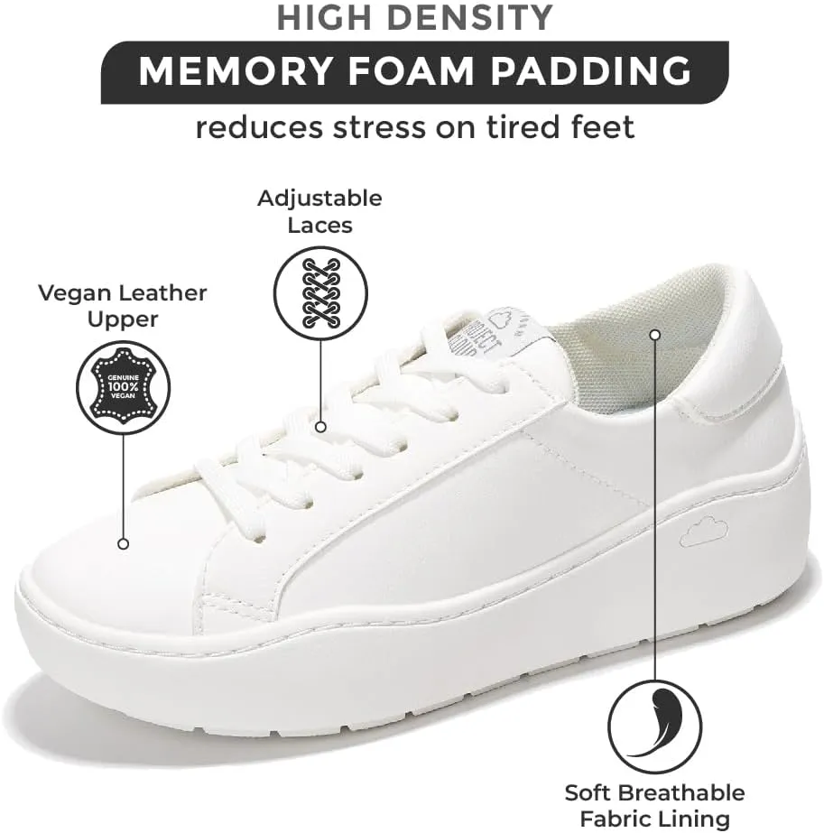 Project Cloud Platform Sneakers for Women – Lightweight Women's Fashion Sneakers for 2025 with Memory Foam Insole – Non Slip Lace-Up Womens Shoes – Stylish Wedge Shoes for Women (Bossy)