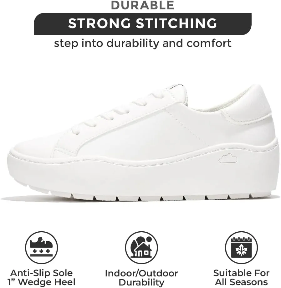 Project Cloud Platform Sneakers for Women – Lightweight Women's Fashion Sneakers for 2025 with Memory Foam Insole – Non Slip Lace-Up Womens Shoes – Stylish Wedge Shoes for Women (Bossy)