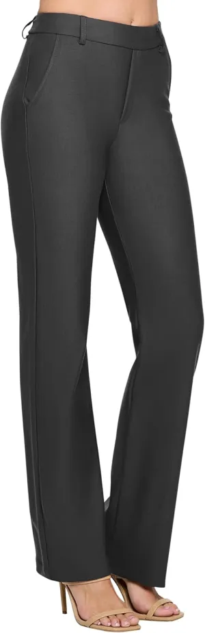 Prolific Health Women's Pull-On Ponte Pants – High Waist Slim or Flared Trousers with Tummy Control for Work or Casual Wear