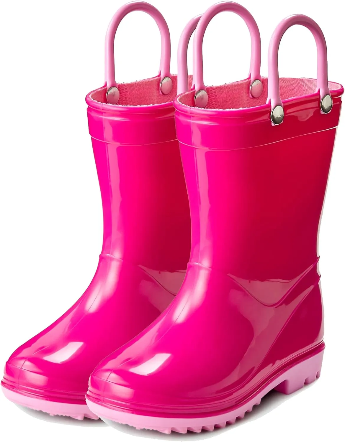 Puddle Play PVC Waterproof Rainboots - Fuchsia and Light Pink - Easy-on Size 11 Little Kid