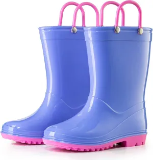 Puddle Play PVC Waterproof Rainboots - Purple and Light Pink - Easy-on Size 10 Toddler