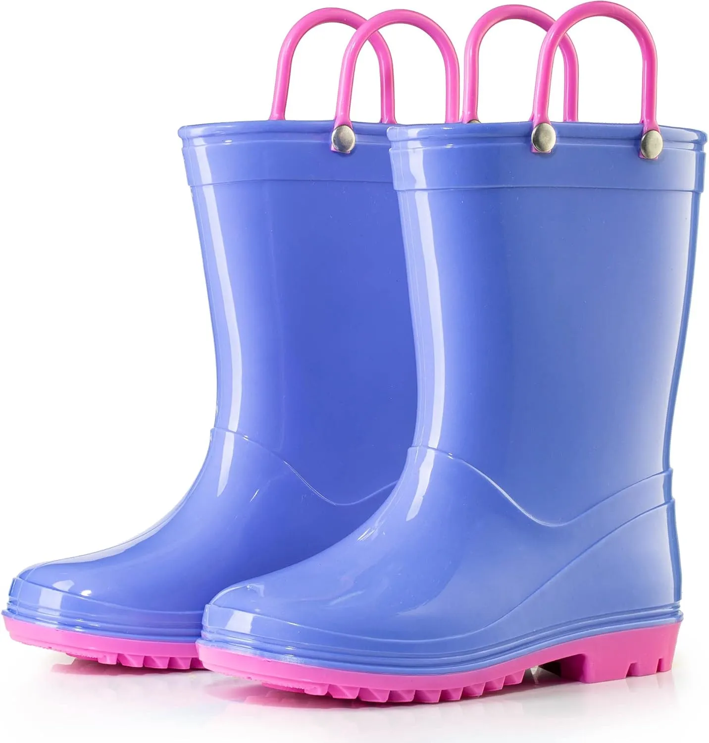Puddle Play PVC Waterproof Rainboots - Purple and Light Pink - Easy-on Size 9 Toddler