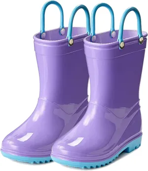 Puddle Play PVC Waterproof Rainboots - Purple Lavender and Light Blue - Easy-on Size 7 Toddler