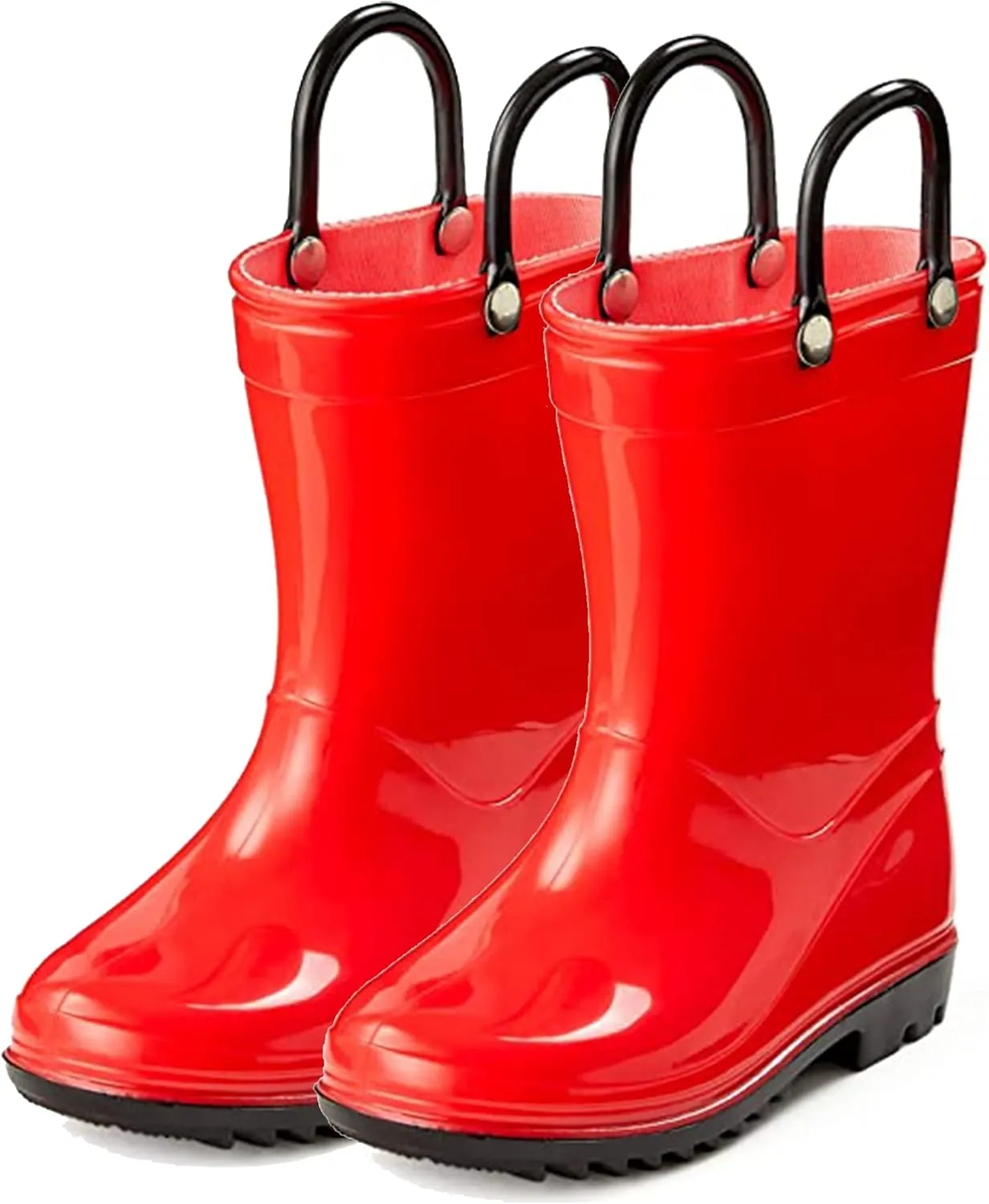 Puddle Play PVC Waterproof Rainboots - Red and Black - Easy-on Size 9 Toddler
