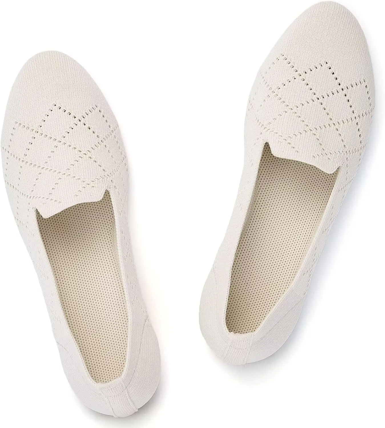 Puxowe Ballet Flats for Women - Stretch Knit Slip-On Low Wedge Shoes, Soft Round Toe Design for Office, Travel & Daily Walking