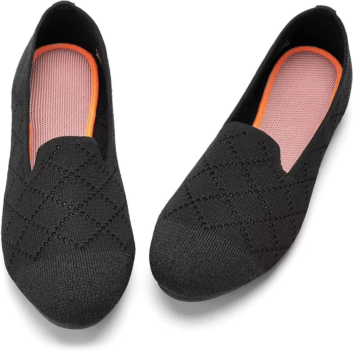 Puxowe Ballet Flats for Women - Stretch Knit Slip-On Low Wedge Shoes, Soft Round Toe Design for Office, Travel & Daily Walking