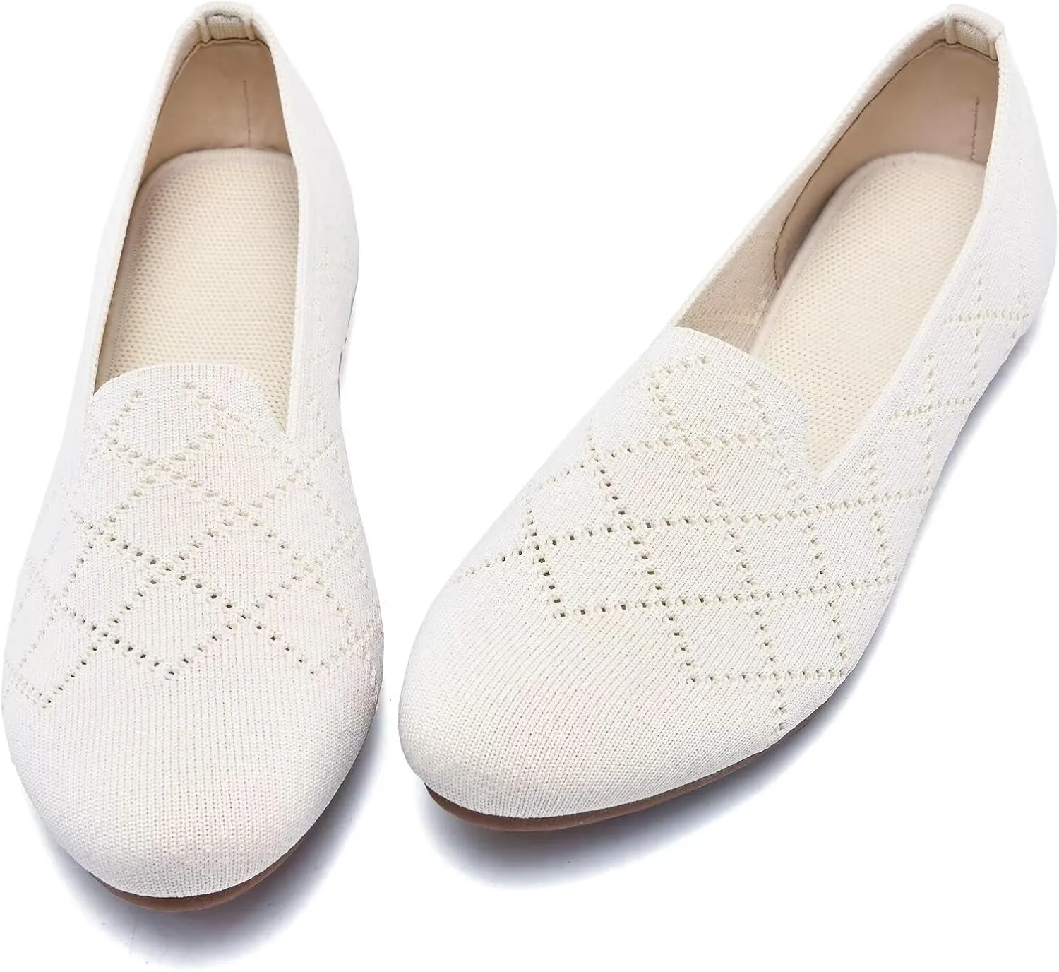 Puxowe Ballet Flats for Women - Stretch Knit Slip-On Low Wedge Shoes, Soft Round Toe Design for Office, Travel & Daily Walking