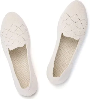 Puxowe Ballet Flats for Women - Stretch Knit Slip-On Low Wedge Shoes, Soft Round Toe Design for Office, Travel & Daily Walking