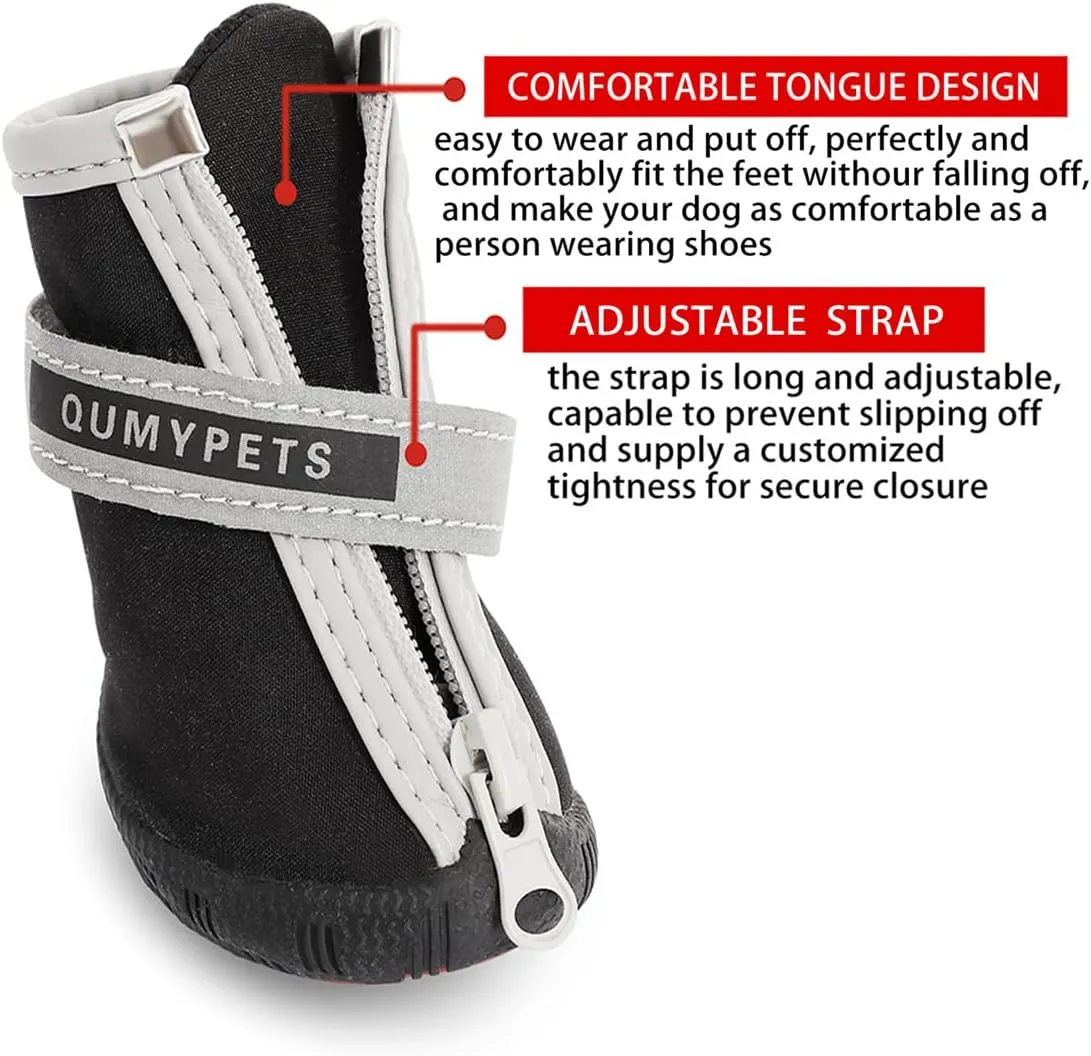 QUMY Dog Shoes for Small Dog, Puppy Dog Boots & Paw Protectors for Winter Snow Day, Summer Hot Pavement, Waterproof in Rainy Weather, Outdoor Hiking, Indoor Hardfloor withS Kid-Resistant Sole Black 5