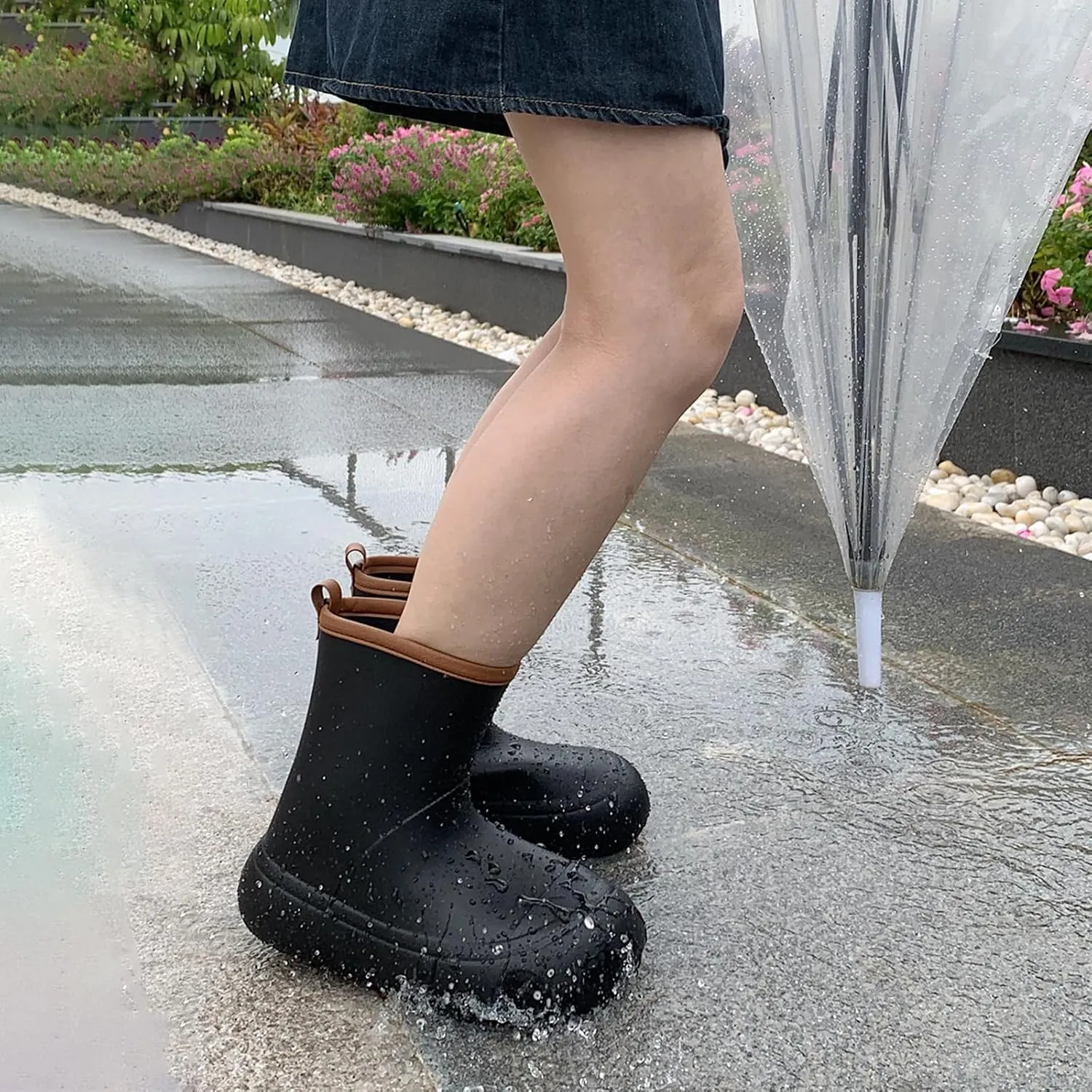 Rain Boots for Women Men Waterproof, Garden Shoes for Women, Lightweight Short Yellow Rain Boots