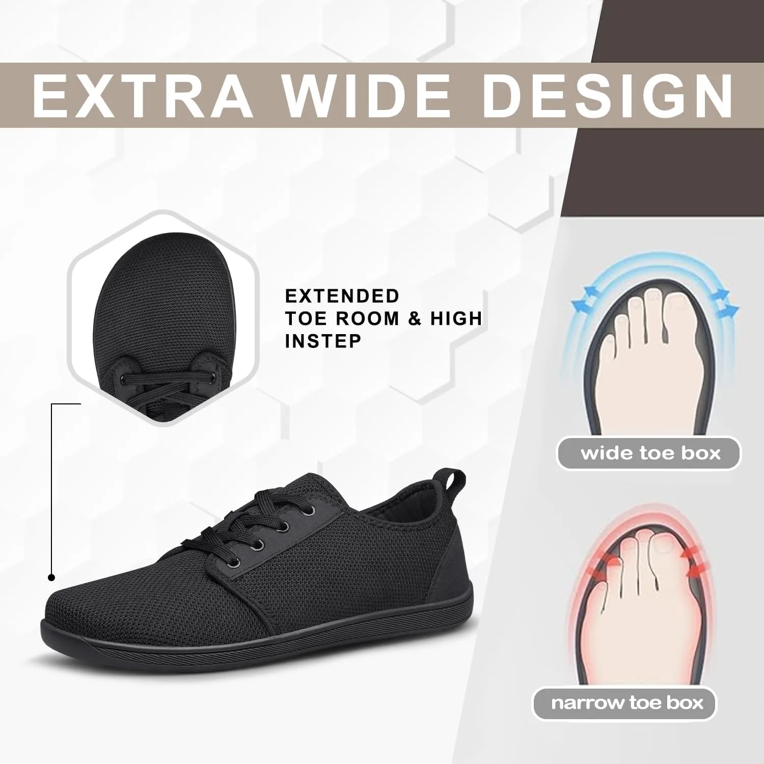 Raoendis Mens Walking Shoes Wide Toe Box Barefoot Shoes Minimalist Zero Drop Shoes Breathable Fashion Sneakers