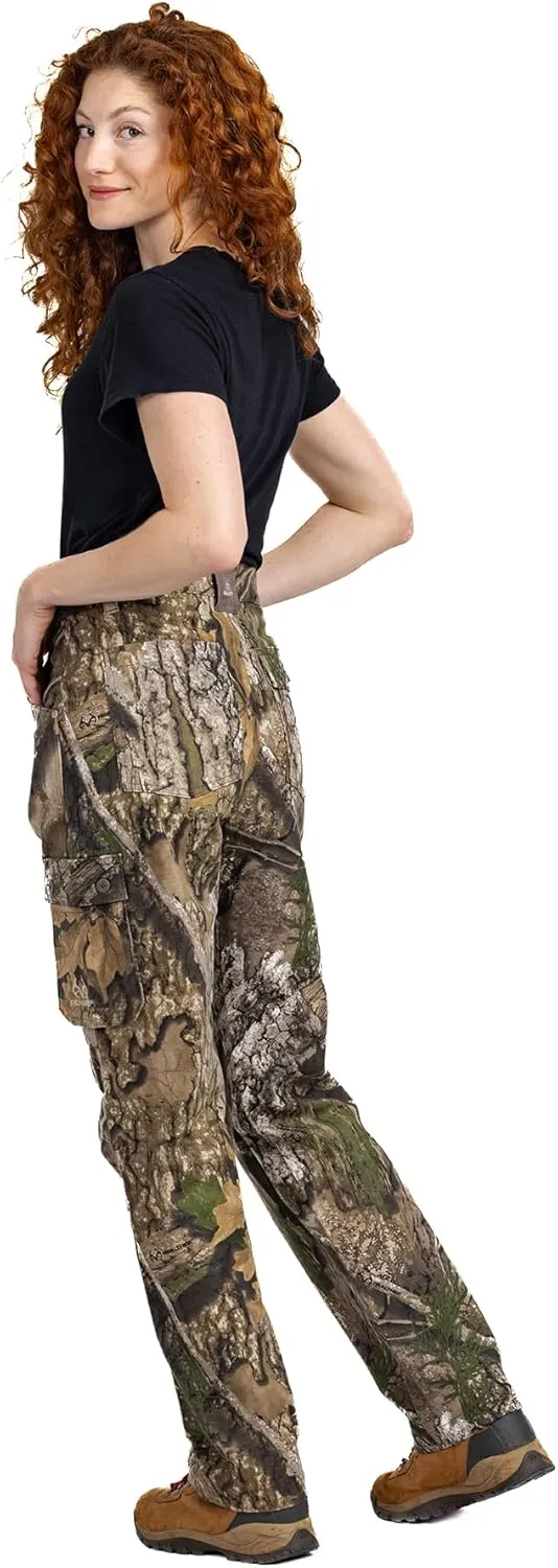 Realtree Camo Cargo Women's Pants- Pockets Lightweight Cotton Ripstop Zip-Off Pants for Hunting Hiking Camping Casual Wear