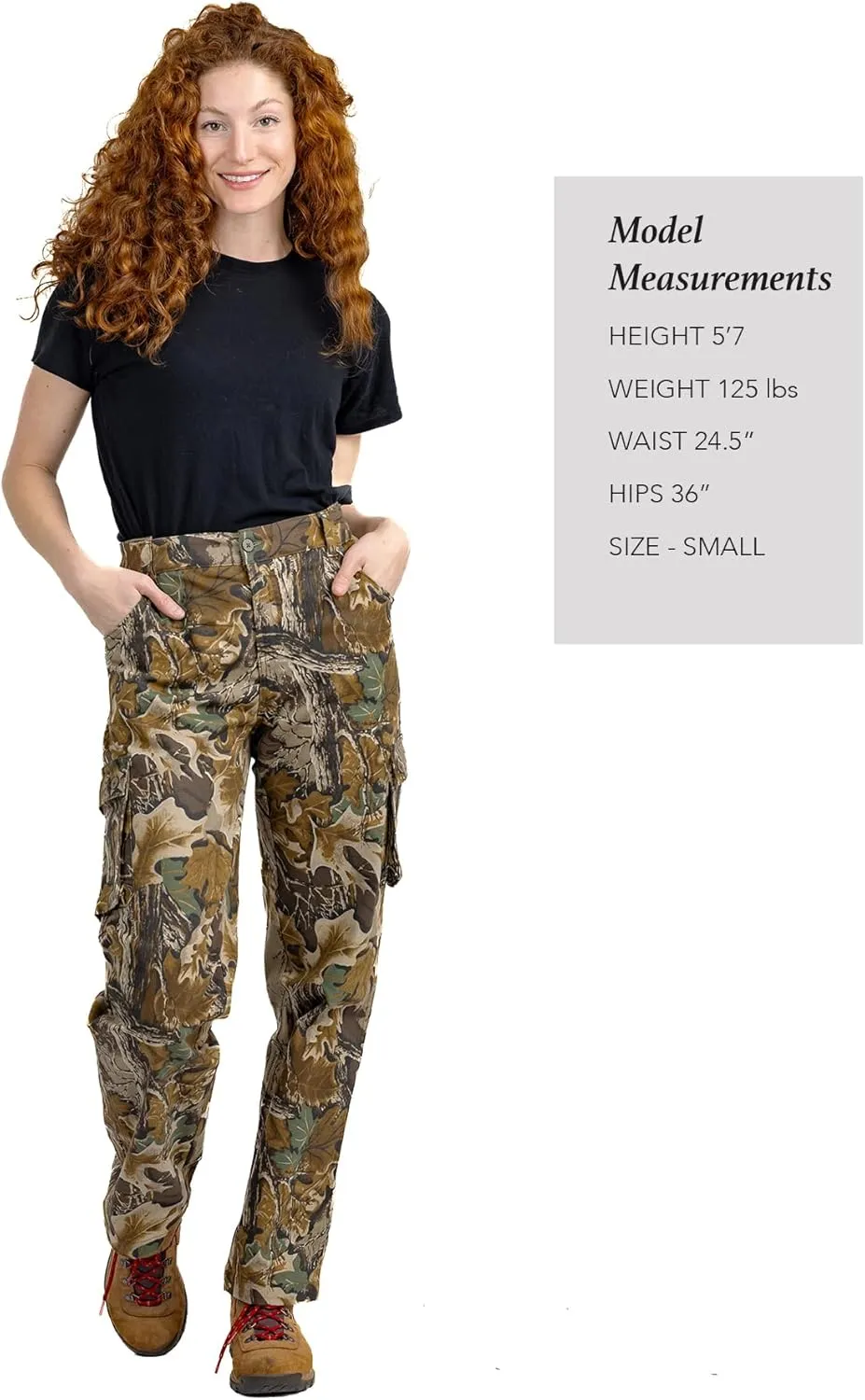 Realtree Camo Cargo Women's Pants- Pockets Lightweight Cotton Ripstop Zip-Off Pants for Hunting Hiking Camping Casual Wear