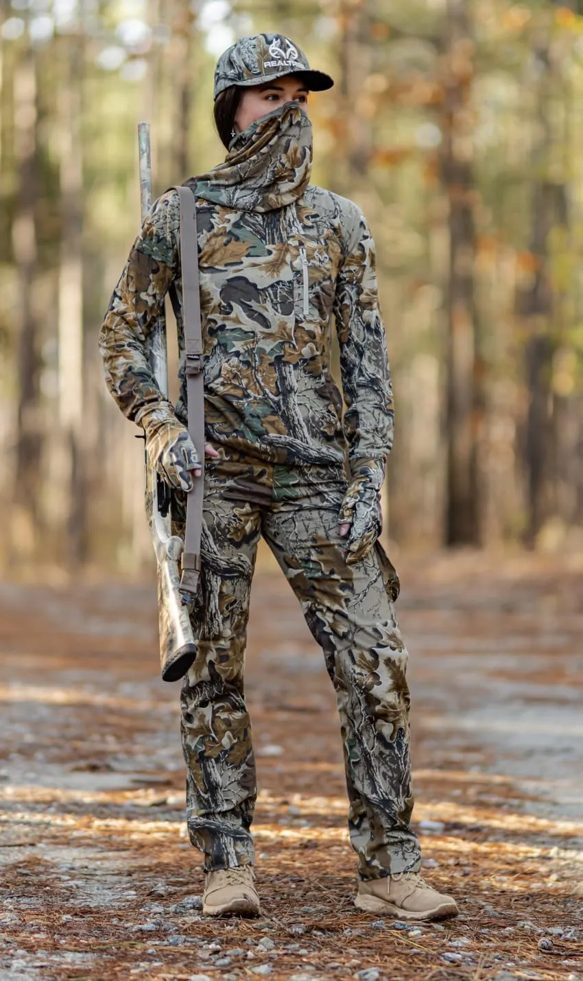Realtree Camo Cargo Women's Pants- Pockets Lightweight Cotton Ripstop Zip-Off Pants for Hunting Hiking Camping Casual Wear